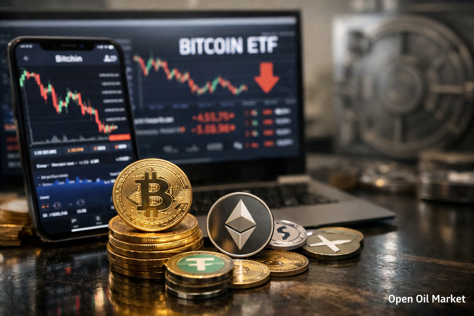 क्रिप्टोकुरेंसी समाचार — 22 फरवरी 2026: Bitcoin-ETF से बहिर्वाह और बिटकॉइन $70,000 पर