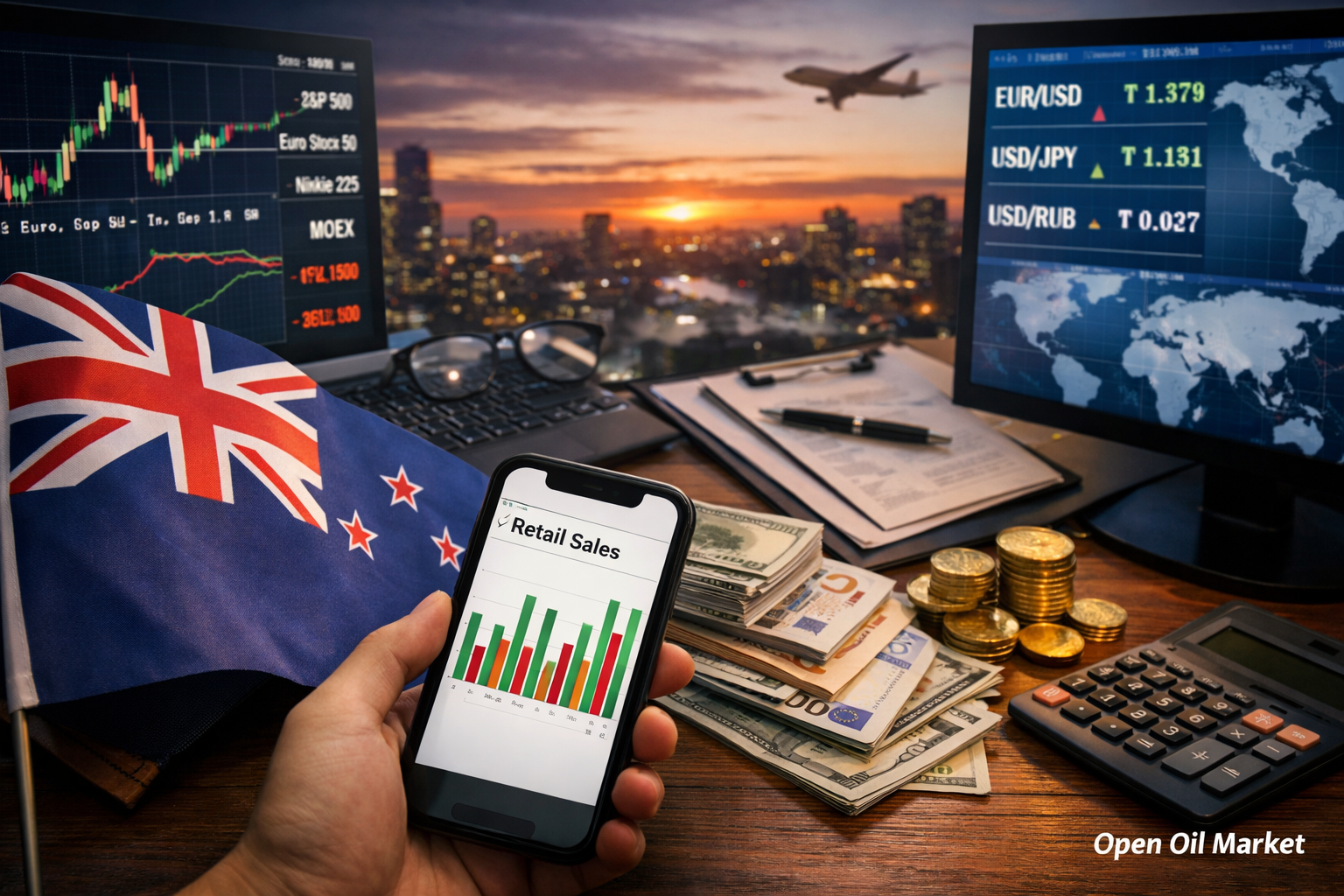 आर्थिक घटनाएँ और कॉर्पोरेट रिपोर्ट — 22 फरवरी 2026: न्यूजीलैंड की खुदरा बिक्री और वैश्विक बाजार।